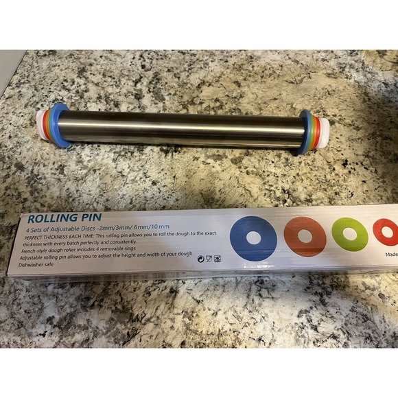 4 Sets Stainless Steel Rolling Pins with Adjustable Discs 2/3/6/10mm Baking - Picture 1 of 11